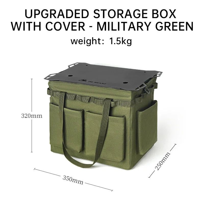 LargeCamping Storage Bag, Elastic Compression Oxford Storage W/ Waterproof Bottom, Multi-Pocket Outdoor Tool Organizer