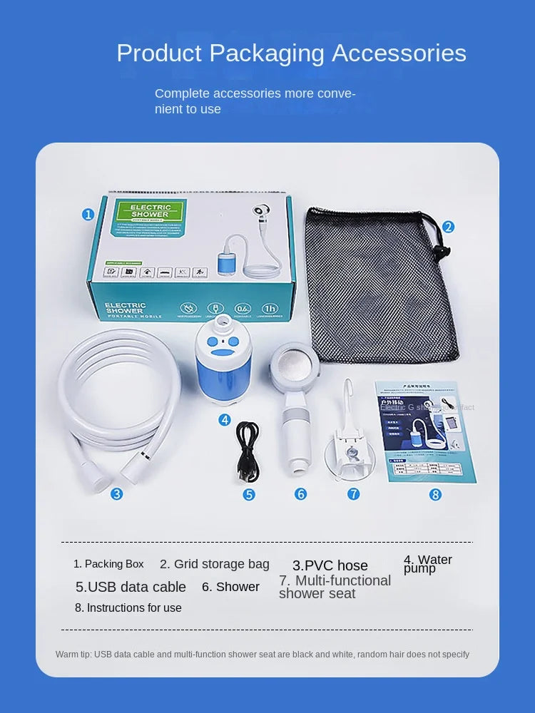 Outdoor camping dormitory bath bath artifact household rental electric portable self-priming shower charging water pump shower