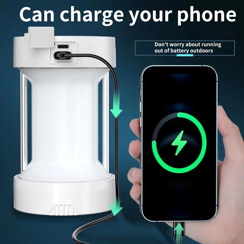 Camping Light LED Lantern Outdoor Waterproof Emergency Portable USB Rechargeable Multifunctional Tent Lamp Flashlight