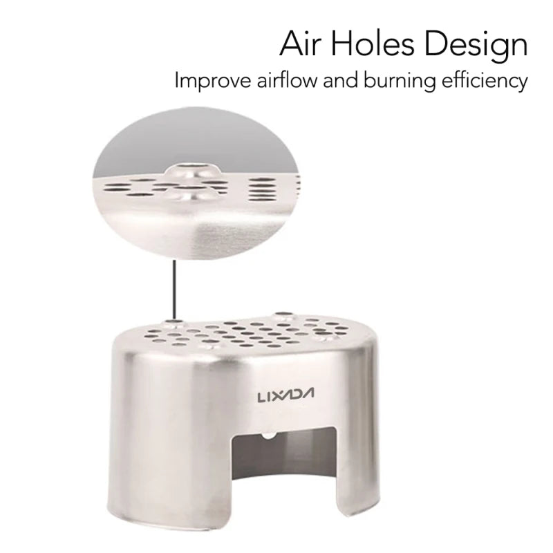 Camping Cookware Stainless Steel Canteen Cup Hanging Pot with Wood Stove Set for Outdoor Survival Backpacking Hiking Picnic