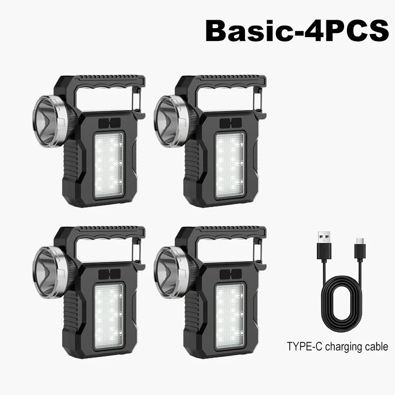 Solar Power LED Flashlights Multifunctional Portable Light Rechargeable Camping Work Light Solar Charging High brightness Torch