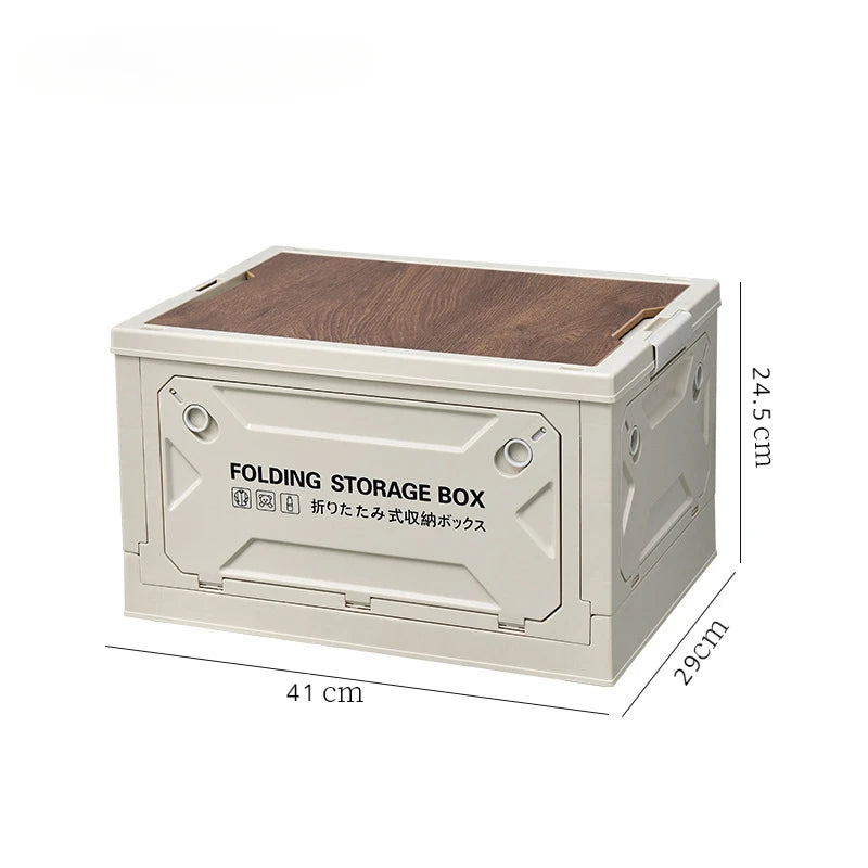Outdoor Storage Box Camping Portable Travel Storage Box Car Backup Storage Box Wooden Cover Picnic Folding Box organizadores