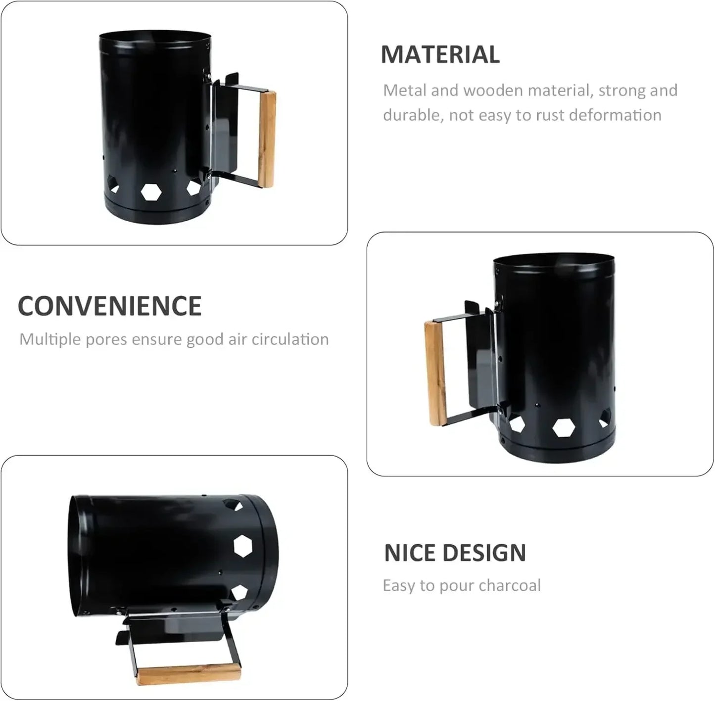 Quick Charcoal Fire Barrel Camping Charcoal Barrel Chimney Charcoal Fire Starter for BBQ Camping Picnic Outdoor Cooking Tools