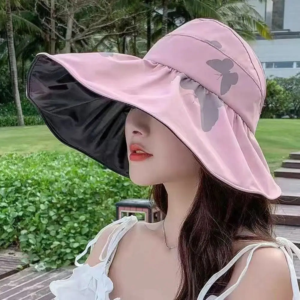 UV Protection Summer Women Foldable Panama Hat UV Protection Sun Cap Beach Cap Bucket Hat Sunshade Hat
