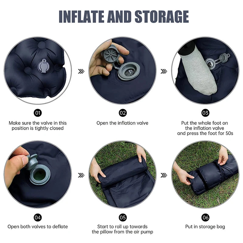 Camping double sleeping pad self-inflating cushion two person travel bed air mattress with pillow outdoor hiking