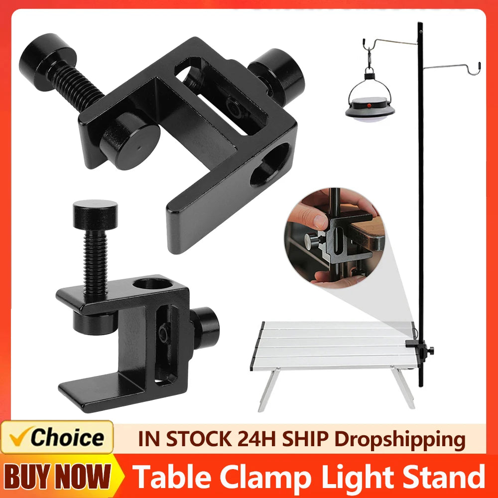 Camping Lamp Table Clip Table Clamp Light Stand Multifunction Desk Lamp Mount Aluminum Alloy Heavy Duty for Camping Picnic