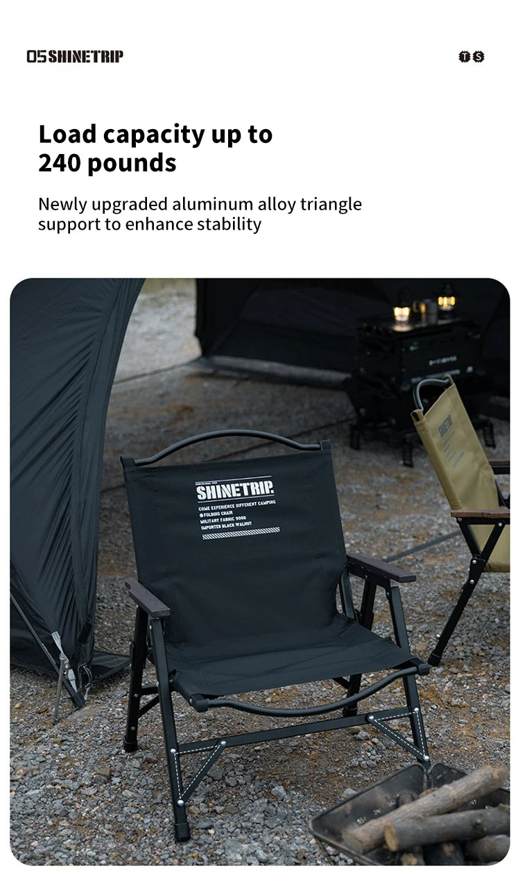 ShineTrip Outdoor Tactical Chair Lightweight Aluminium Foldable Kermit Chair Detachable Portable Blackout Camping Chair