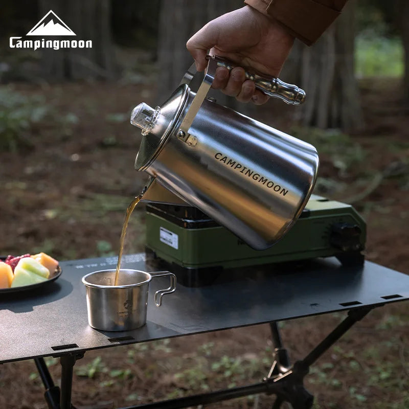 Campingmoon Camping Outdoor Accessories Cookware Kit Camping Kettle Stainless Steel Water Kettle Coffee Pot Lightweight