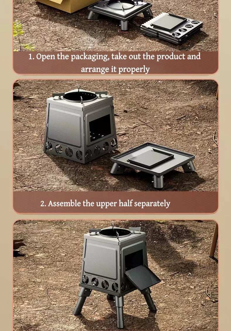 Portable Foldable Wood Burning Stove Outdoor Camping Stove Lightweight Bonfire Burner Heater Mini Fire Wood Stove Fire Pit