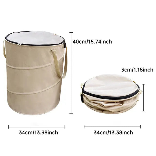 Camping Trash Can Pop-up Circular Storage Pail Canvas Foldable Recycling Bin Outdoor Garbage Garden Yard Garbage Bag