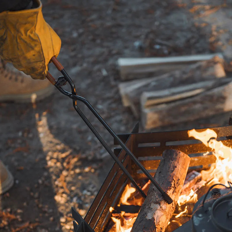 ShineTrip-Camping Fire Poker Outdoor BBQ Thickened Anti-Scald Carbon Fire Poker Lightweight Portable Carbon Steel Fire Poker