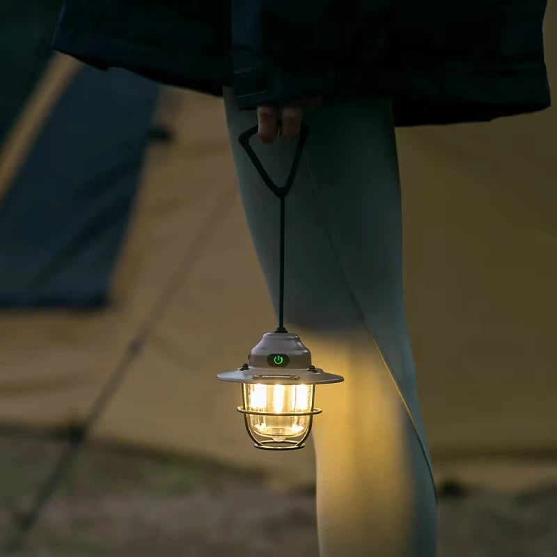 Modern outdoor camping lamp, infinitely dimmable atmosphere lamp, metal campsite lamp.