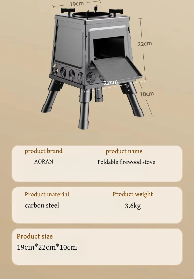 Portable Foldable Wood Burning Stove Outdoor Camping Stove Lightweight Bonfire Burner Heater Mini Fire Wood Stove Fire Pit