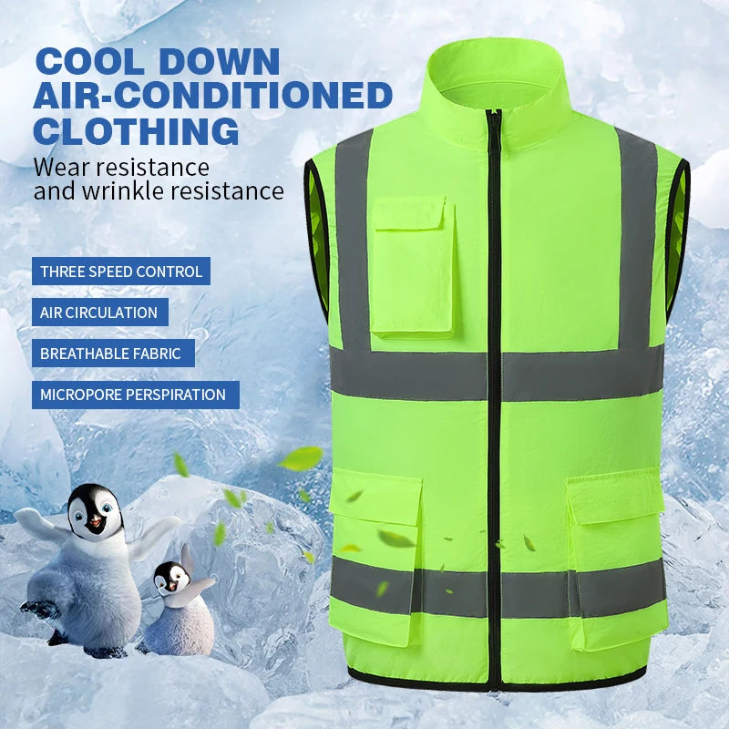 Air Conditioning Vest, Summer Outdoor Work Fan Vest, Cooling Clothing, Artificial Fan Coveralls, USB Fan Jacket