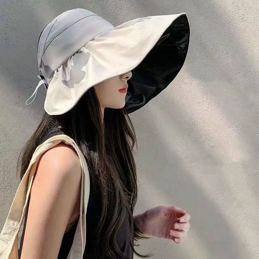 UV Protection Summer Women Foldable Panama Hat UV Protection Sun Cap Beach Cap Bucket Hat Sunshade Hat
