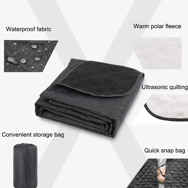 Winter Outdoor Polar Fleece Camping Blanket Waterproof Moisture-proof Picnic Mat Thickened Portable Camping Picnic Travel Mat