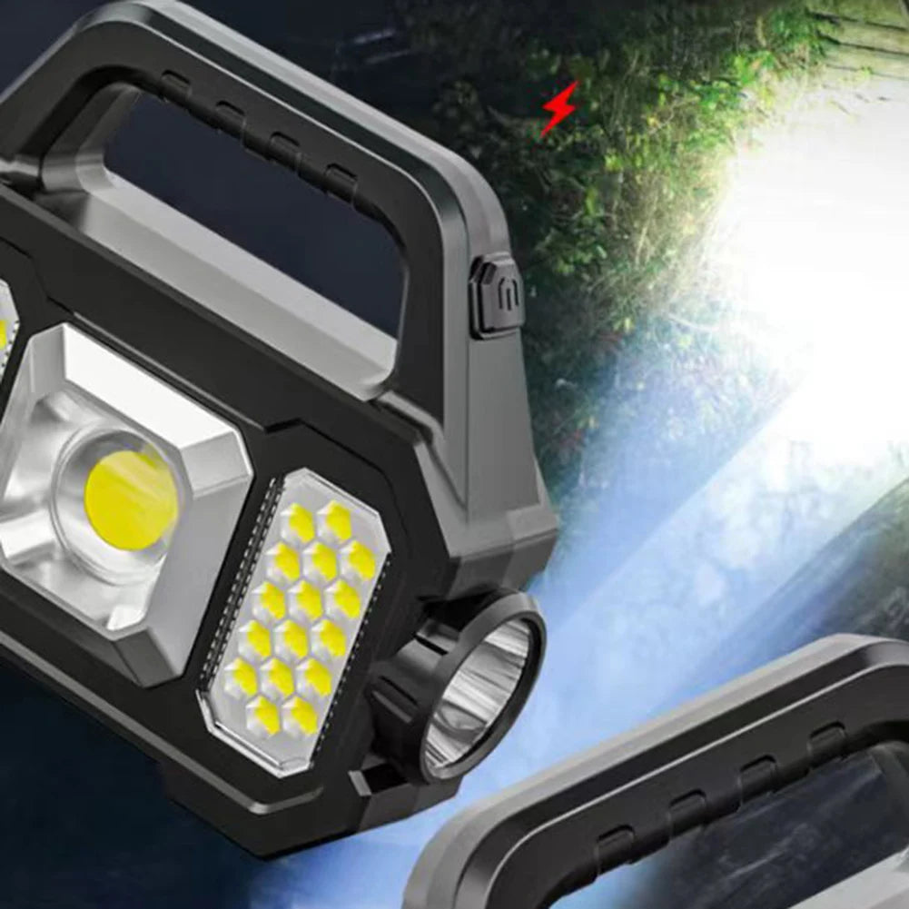 Portable Solar LED Flashlight Emergency Light Solar/USB Powered Camping Fishing Flashlight Work Light
