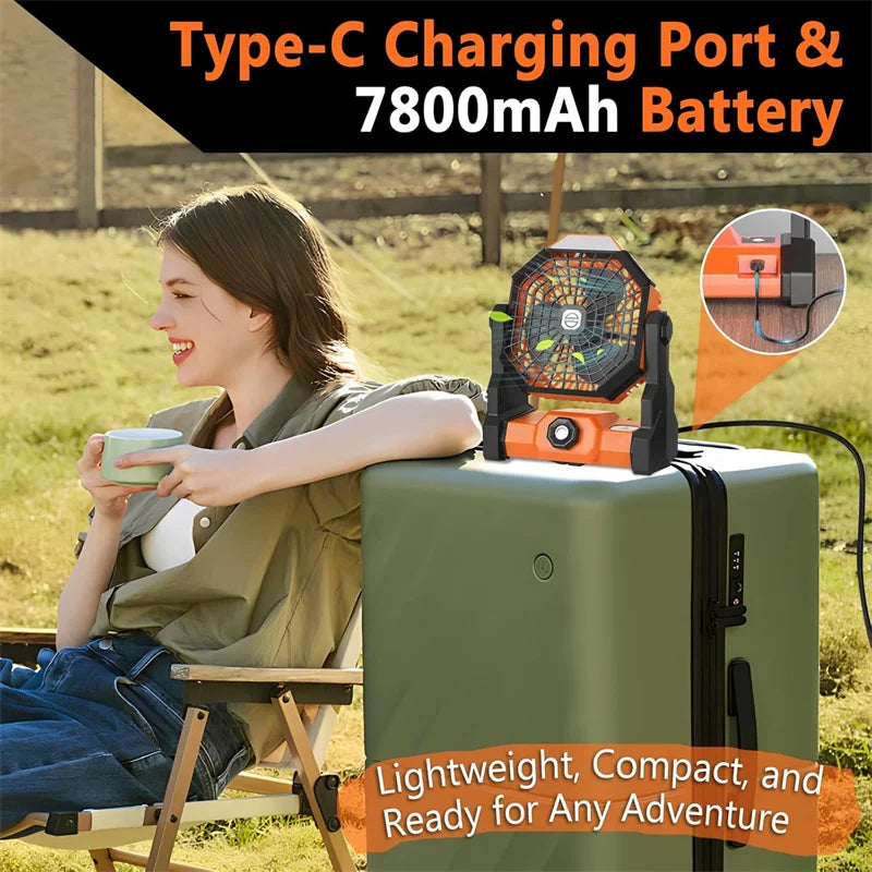 Camping Fan Rechargeable Portable Battery Operated Camping Fan for Tents,Hangable USB Silent Camping Fans with LED Light