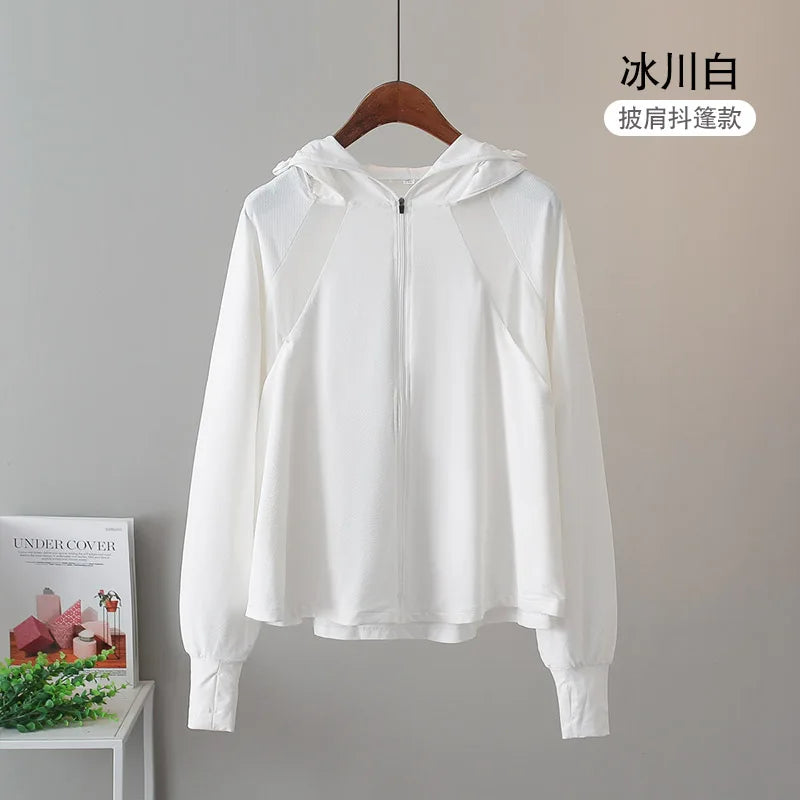Ice Silk Sun UPF 50+ UV Protection Jacket Big Brim Thin Ice Silk Sun Protection Jackets UV Protection Hooded Windbreaker 4XL 5XL