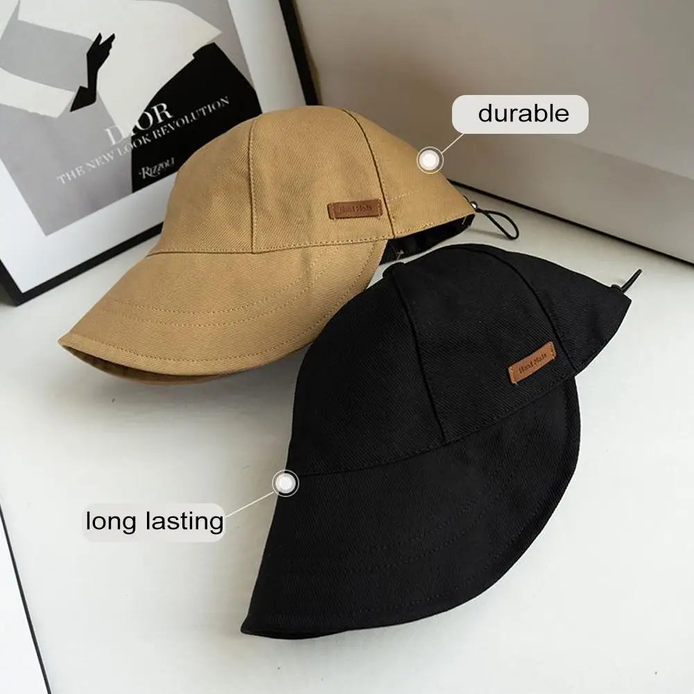 Summer UV Protection Hat Adjustable Drawstring Fisherman Cap Sun Visors Hat Portable Foldable Wide Brim Sun Protection Hats