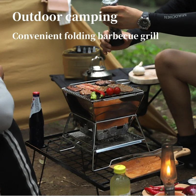 Camping Fire Table Charcoal Barbecue Grill Outdoor Picnic Bonfire Outdoor Portable Folding Barbecue Stove Fire Pit Camping Stove