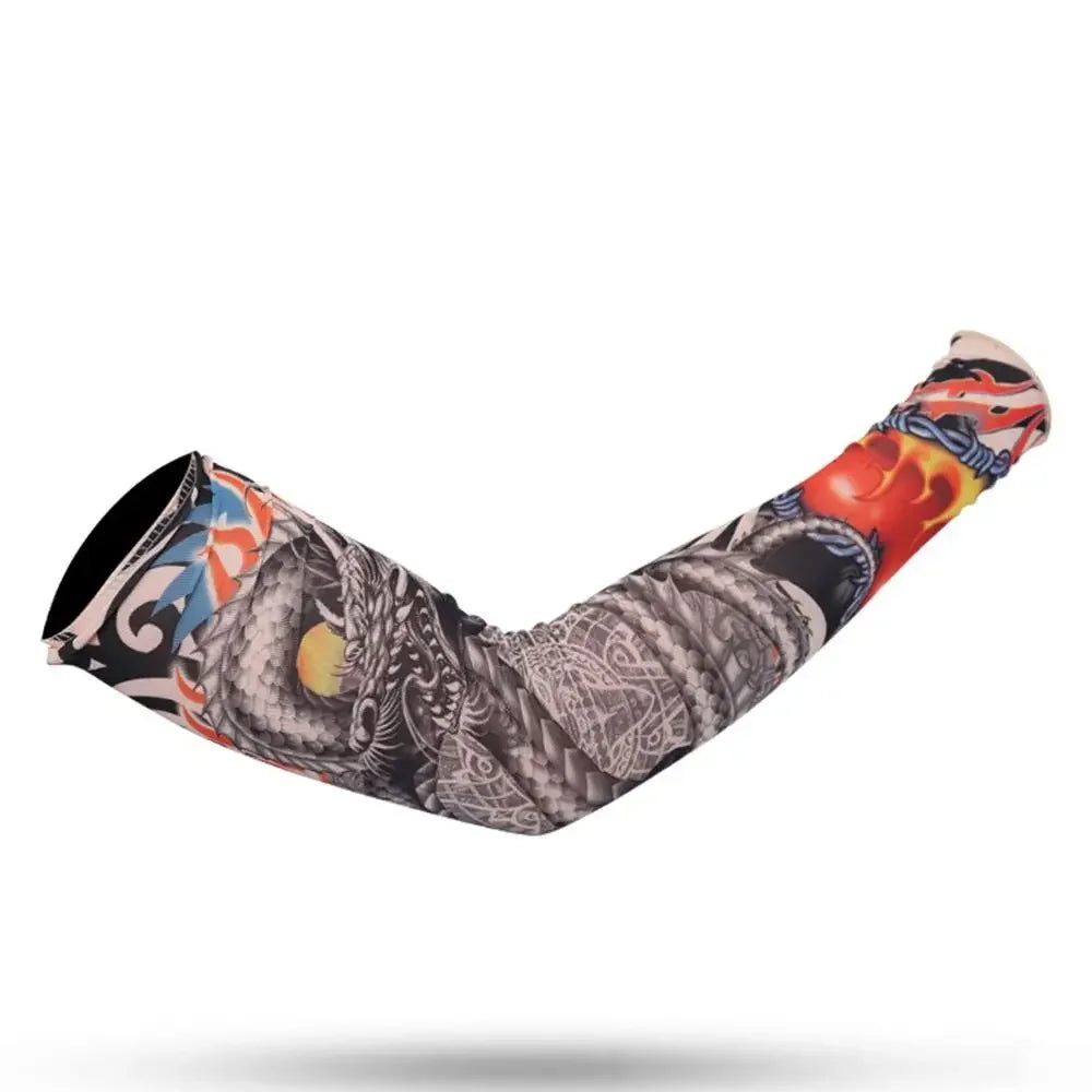 Men Women Summer UV Protection Cooling Arm Sleeves Flower Tattoo Arm Sleeves Seamless UV Protection Arm Sleeves Outdoor Sports