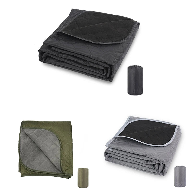 Winter Outdoor Polar Fleece Camping Blanket Waterproof Moisture-proof Picnic Mat Thickened Portable Camping Picnic Travel Mat