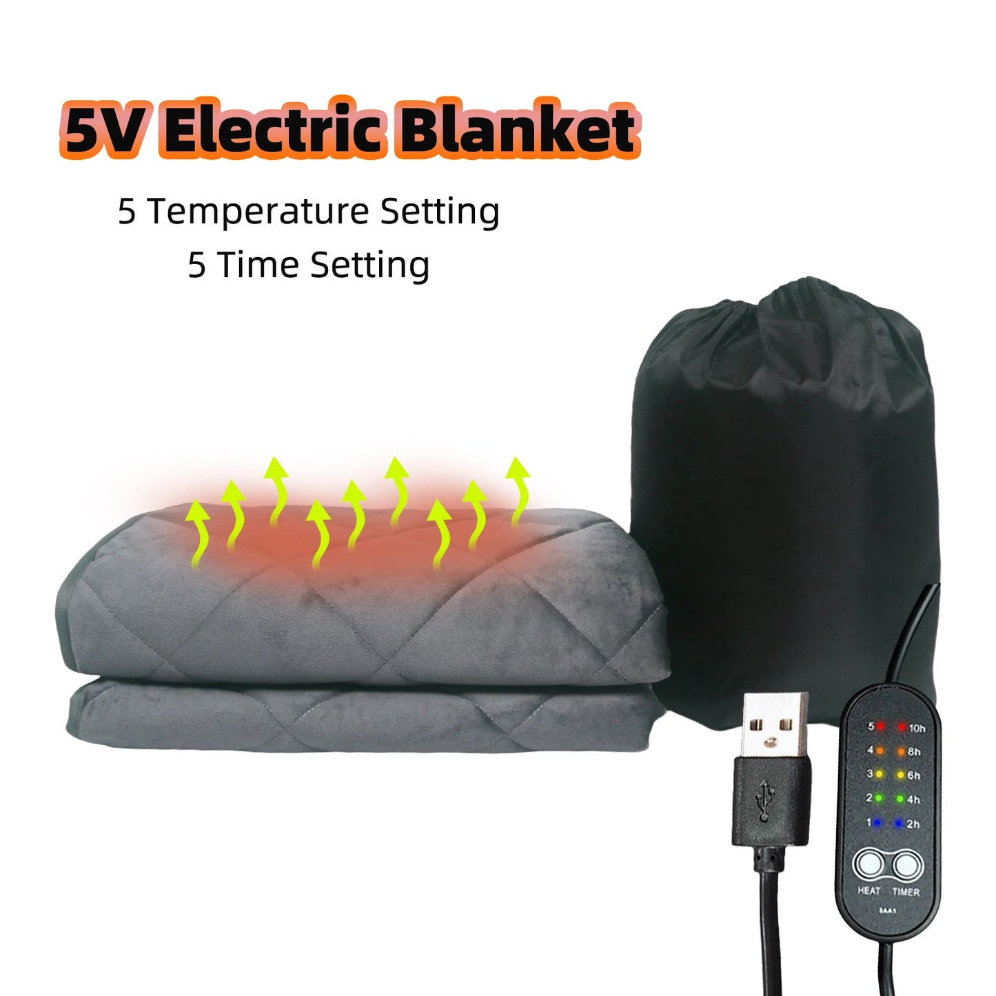 Camping Heated Sleeping Bag Pad Heated USB Sleeping Bag Liner Heated Blanket Mat Camping Warm Tent Heater Outdoor 6 Heating Zone