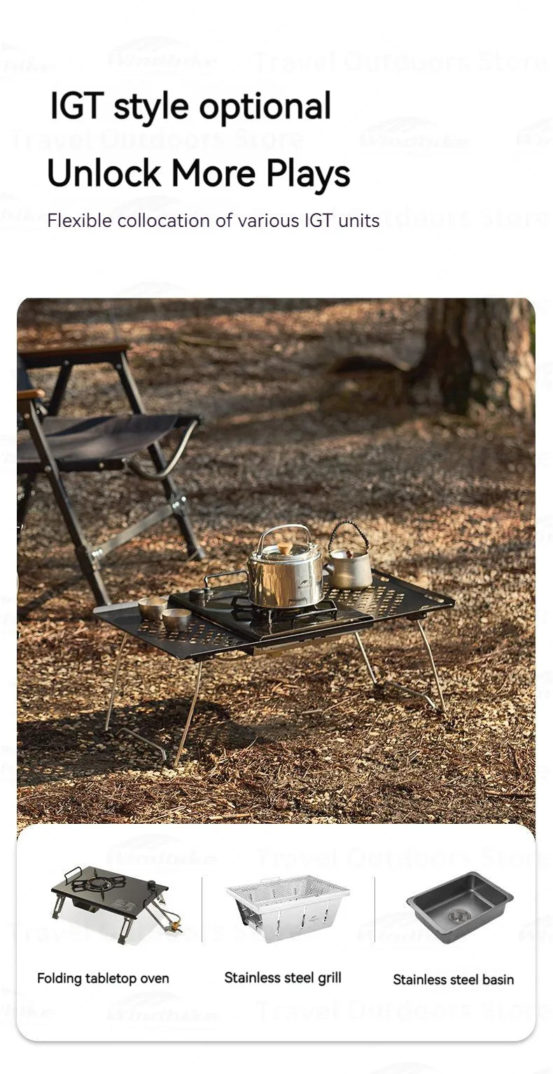 Naturehike Outdoor Folding Table Stainless Steel Camping Table Picnic Barbecue Chicken Rolls Outdoor Table Portable Picnic Table