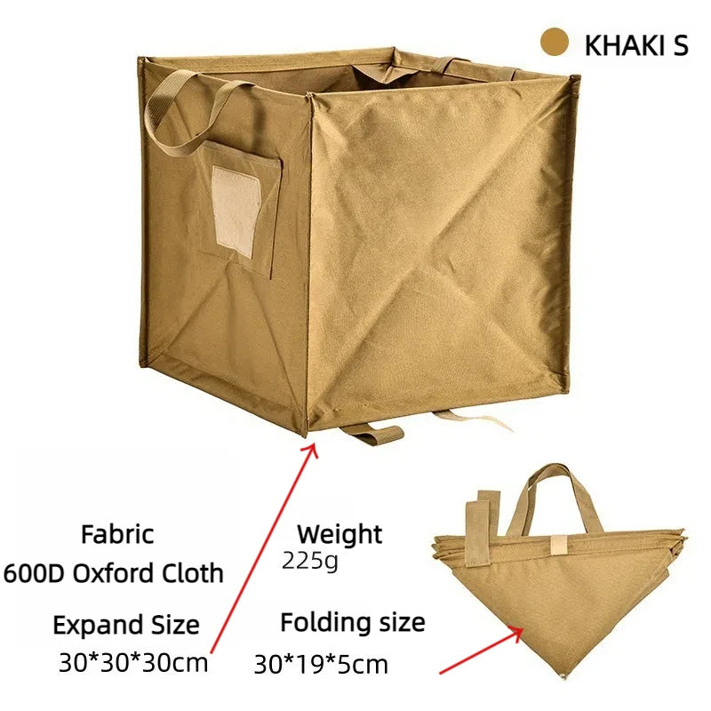 Trash Storage Basket with Rope Storage for Outdoor Camping Trash Organizers