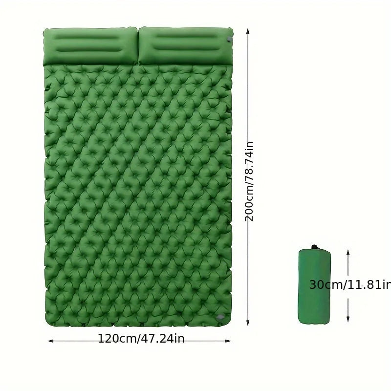 2025 NEW Double Inflatable Mattress with Built-in Pillow Pump Outdoor Sleeping Pad Camping Air Mat for Travel Backpacking Hiking