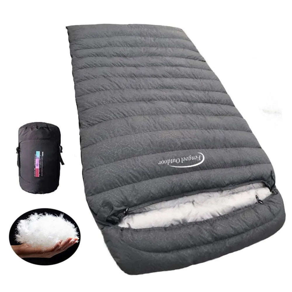 Outdoor camping, mummy style, double sleeping bag, 93% duck down 2000g filling, thickened, cold-proof and warm, adult sleeping b