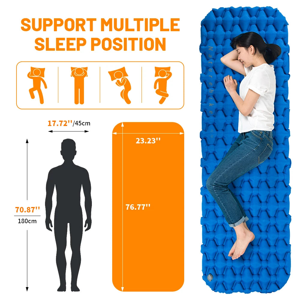 Naturehike Inflatable Mattress Camping Mattress Air Mattress Ultralight Outdoor Sleeping Pad Folding Bed Hiking Sleeping Mat
