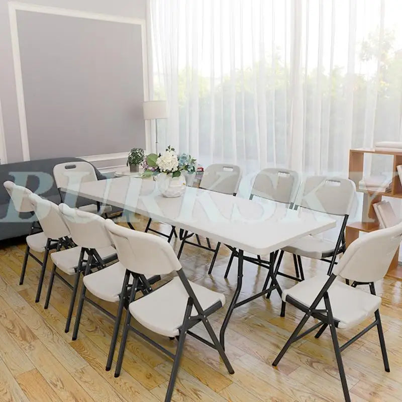 Portable Foldable Table with Handle, Camping Table, Outdoor and Indoor Furniture, Fold-in-Half Utility, Picnic and BBQ Party