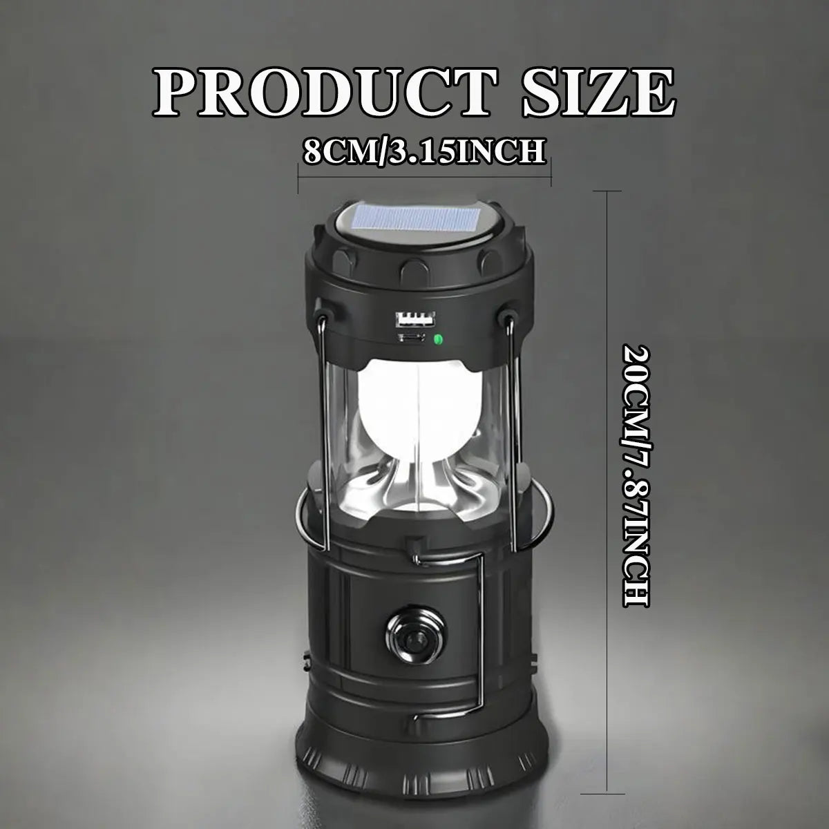 Solar Camping Lantern Collapsible LED Solar USB Rechargeable Lantern Flashlight Emergency Hanging Lights for Outdoor Camping