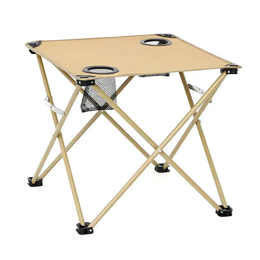 Folding Camping Cloth Table with 2 Cup Holders Carrying Bag Waterproof Oxford Fabric Outdoor Picnic Hiking Collapsible Table
