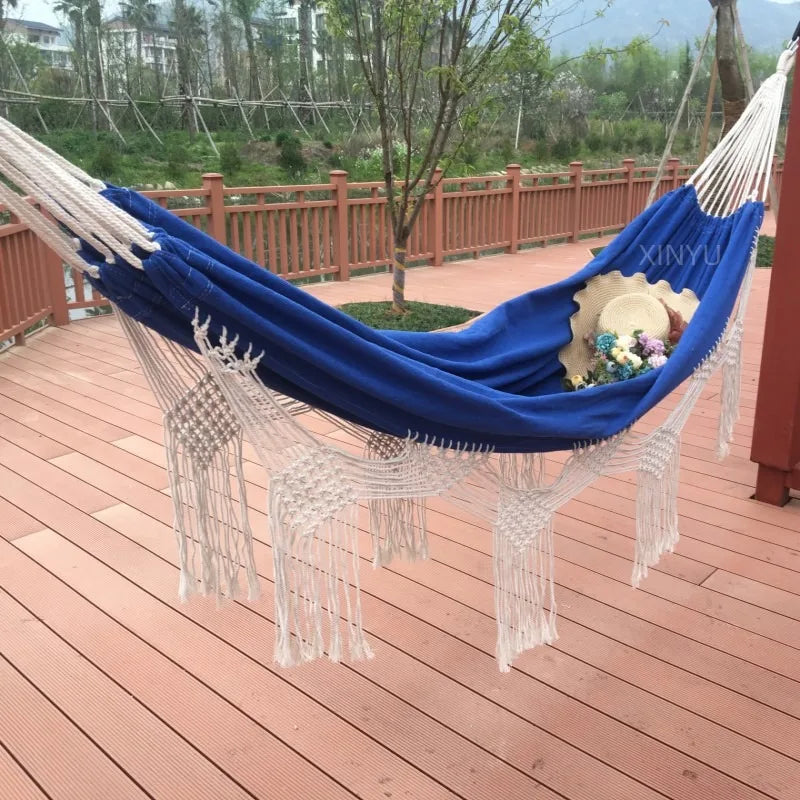 Hammock Canvas Tassel Oversized Double Outdoor Camping Beach Bohemian Swing Hammock