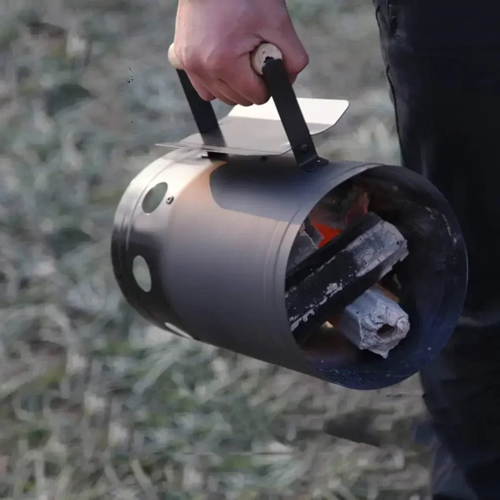 Quick Charcoal Fire Barrel Camping Charcoal Barrel Chimney Charcoal Fire Starter for BBQ Camping Picnic Outdoor Cooking Tools