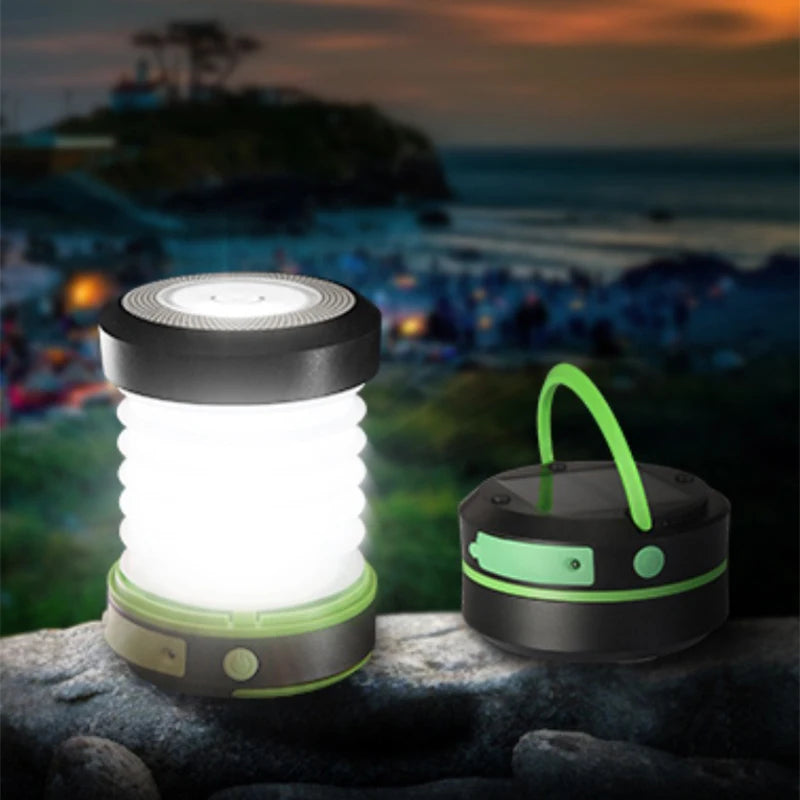 Camping Light Solar Rechargable Foldable Portable Lantern Power Bank Waterproof Flashlight Solar Lamp Camp Outdoor ﻿