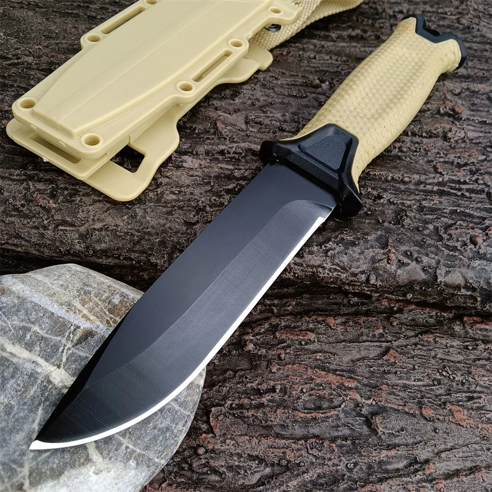 New EDC Tools for Outdoor Use Straight Serrated Knife, Portable Survival Knife for Camping, 440c Steel Fixed Blade Knife