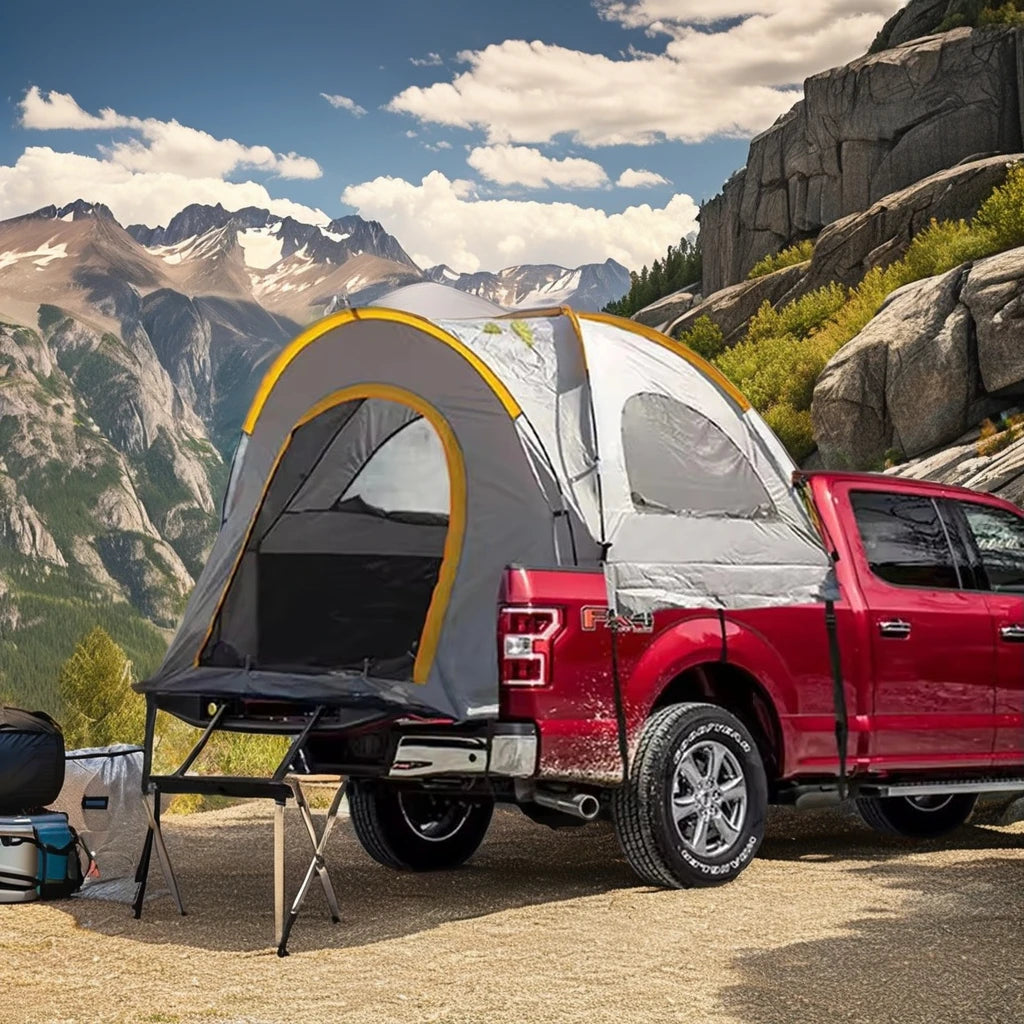 Portable 210D Oxford Pickup Truck Tent Rear Truck Awning For Outdoor Camping Waterproof Capacity 4 Person Foldable Car Rear Tent