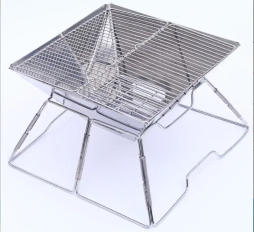 Folding Stainless Steel Camping Fire Pit Portable Charcoal Grill Backpacking Grill for Outdoor Cooking Hiking Camping Picnics