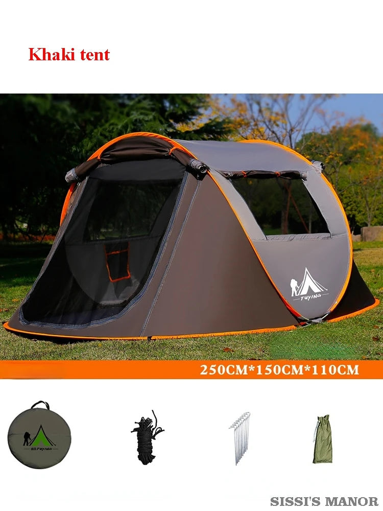 2-4Persons Pop Up Throw Tent Automatic Waterproof Large Space Family Outdoor Camping Portable Tourist Self-driving BBQ Equipment