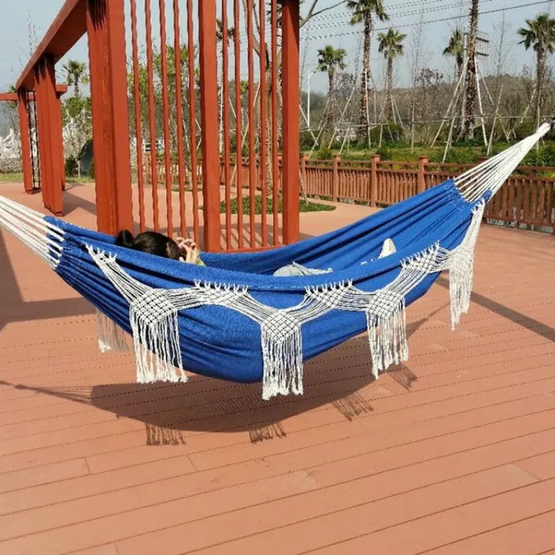 Hammock Canvas Tassel Oversized Double Outdoor Camping Beach Bohemian Swing Hammock