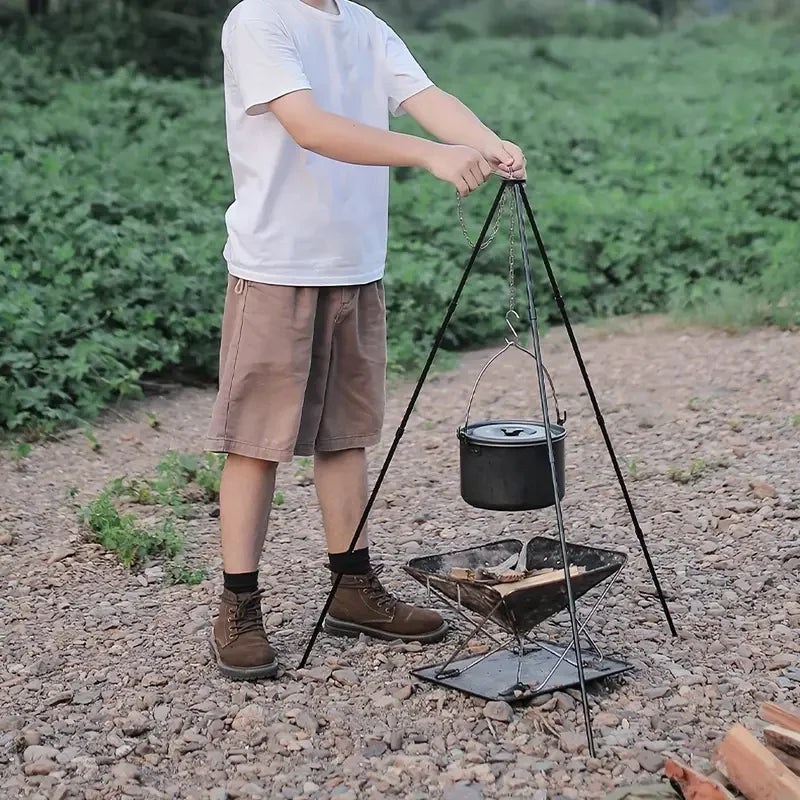 Camping Campfire Tripod Adjustable Hanging Pot,Stable Campfire Cooking,Picnic Essential,Compact and Lightweight Easy Carrying