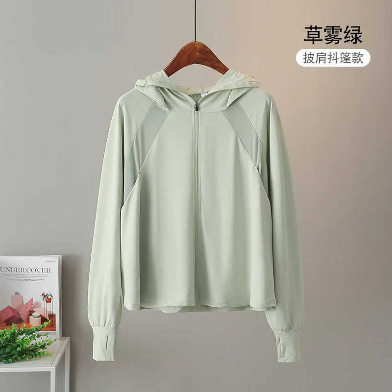 Ice Silk Sun UPF 50+ UV Protection Jacket Big Brim Thin Ice Silk Sun Protection Jackets UV Protection Hooded Windbreaker 4XL 5XL