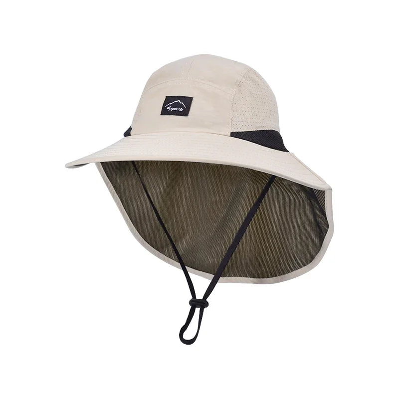 Summer MEN Shawl Fisherman Hat Quick Drying Breathable Sunshade Hat Outdoor Sun Protection Fishing Hat