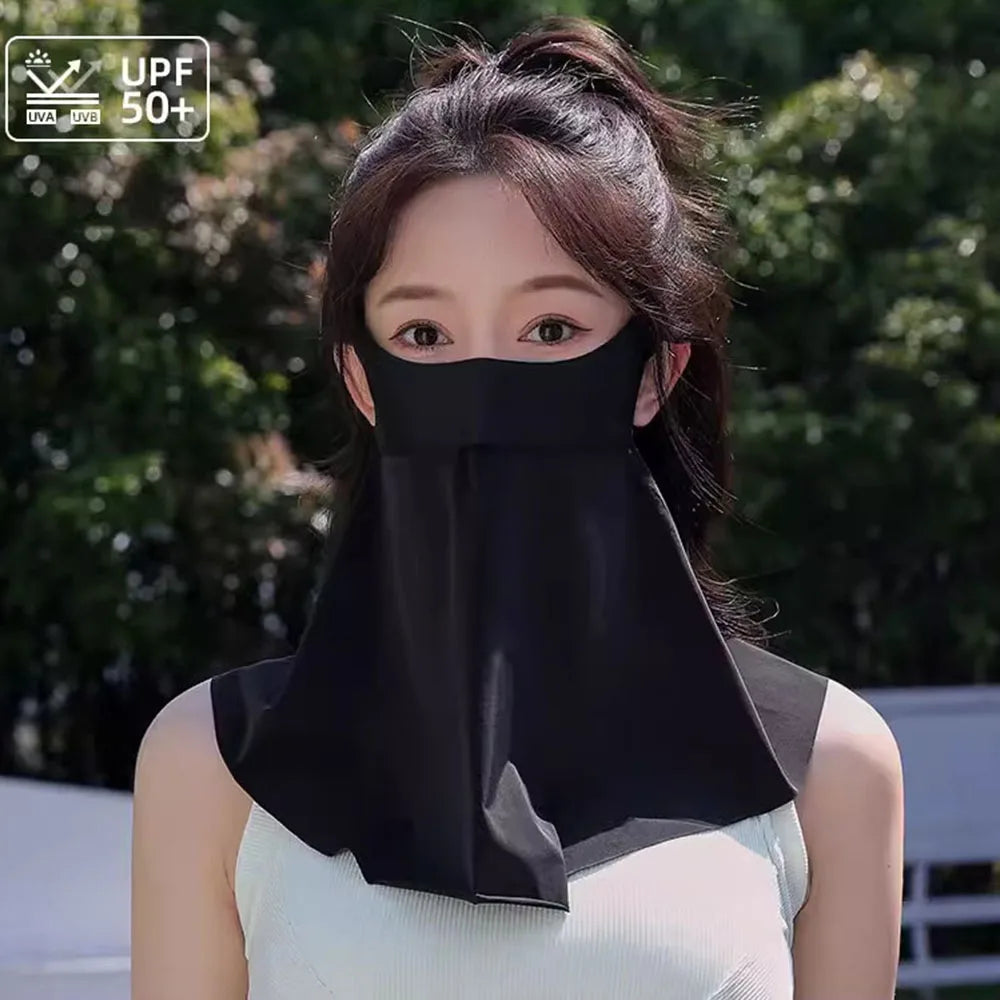 UV Protection Mask Flower Pattern Ear Hanging Sunscreen Mask UV Protection Neck Wrap Cover Bandana Scarf Women Sun Blocking Mask