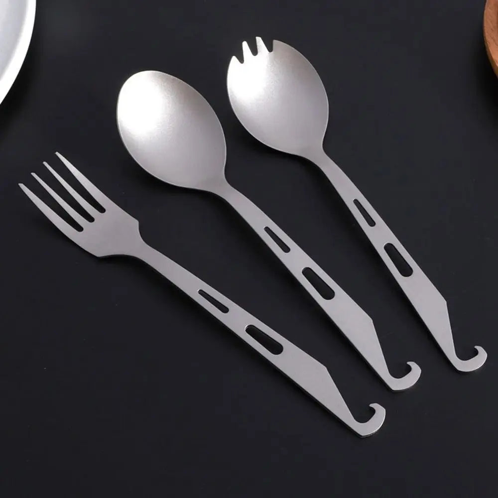 New Portable Titanium Spoon Long Handle Environmental Outdoor Camping Fork Outdoor Picnic Accessories Outdoor Tool