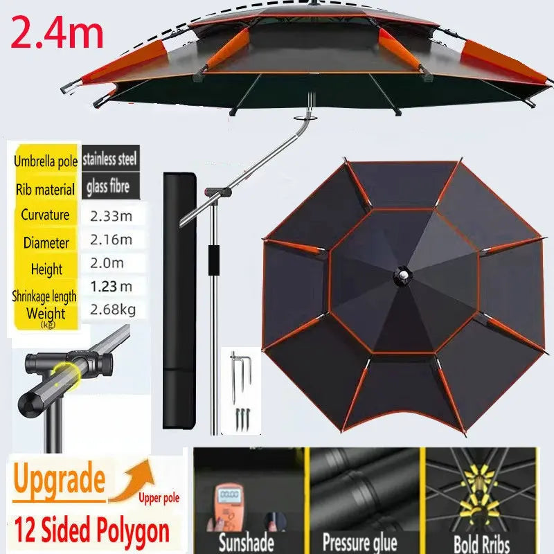 Fishing Umbrella Outdoor Sunshade Protector Thickened Version Beach Camping Backyard Large Parasol Waterproof Outdoor Umbrella